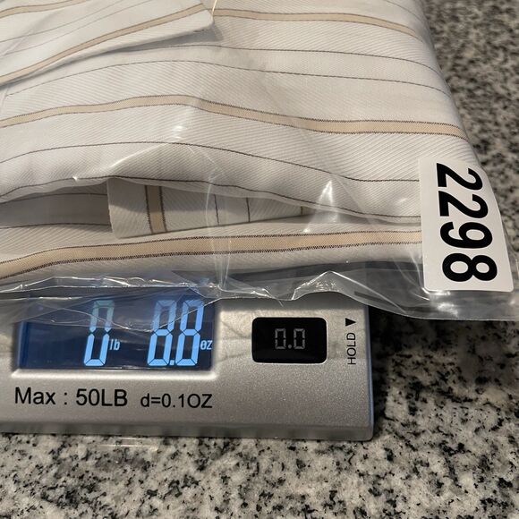 Sean John Mens Ivory Tan Striped Button Up Long Sleeve-L (16 34-35) - Picture 12 of 13